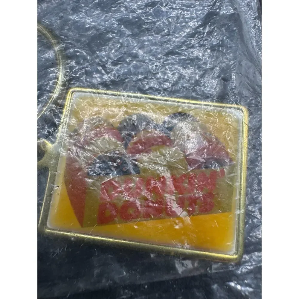Vintage Dunkin Donuts 1 Dozen Assorted Donuts Acrylic Advertising Keychain NOS